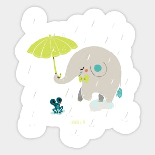 Rainy Elephant Sticker